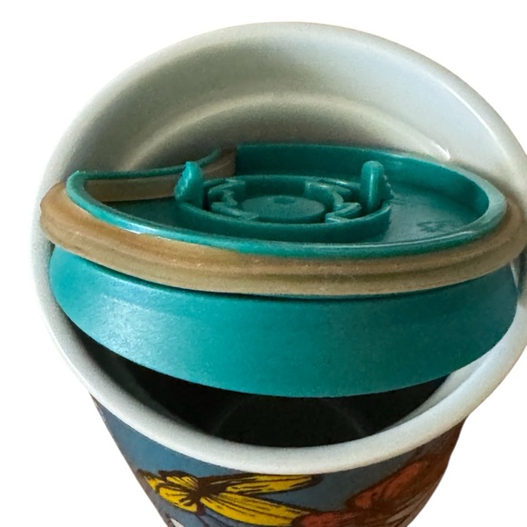 Starbucks Blue Poppy Flower Floral Ceramic Traveler Tumbler Coffee Mug 12 oz - Picture 3 of 7